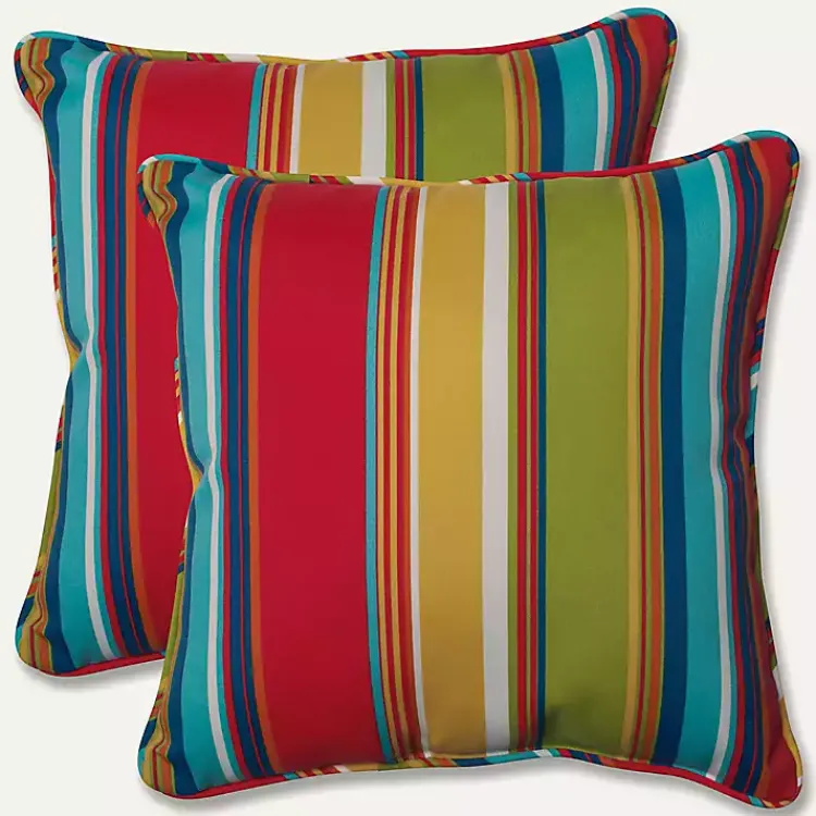 Kirklands Home Outdoor Cushions & Pillows|color Striped Outdoor Pillows, Set of 2 Multi