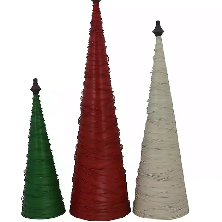 Online Multicolor Swirled Iron Christmas Trees, Set of 3 Christmas Decorations