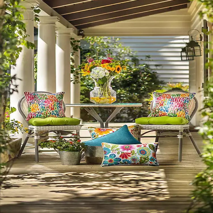 Kirklands Home Outdoor Cushions & Pillows|color Zinnia Outdoor Lumbar Pillows, Set of 2 Multi