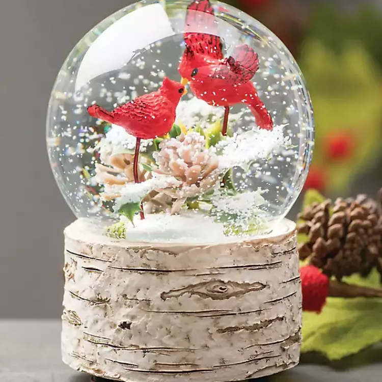 New Musical Cardinal Snow Globe Christmas Decorations