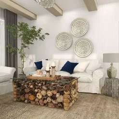 Kirklands Home Accent & End Tables|Mussel Shell Hexagonal Accent Table Multi