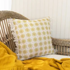 Kirklands Home Outdoor Cushions & Pillows|Mustard Boho Floral Indoor/Outdoor Pillow