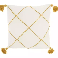 Outlet Mustard Stitched Lattice Throw Pillow Pillows