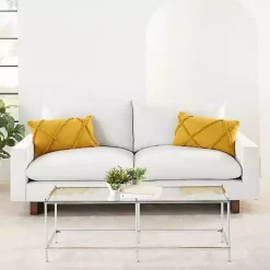 Mustard Tufted Diamond Lumbar Pillows, Set of 2 Pillows