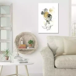 Kirklands Home Canvas Art|Mustard Yellow and Gray Abstract Canvas Art Print