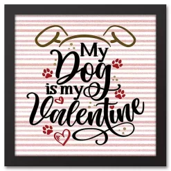 Kirklands Home Wall Plaques|My Dog is My Valentine Framed Canvas Wall Plaque Pink