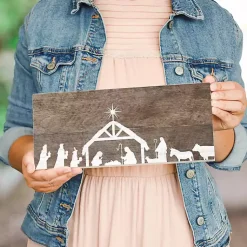 Hot Nativity Silhouette Wood Wall Plaque Christmas Art & Wall Decor