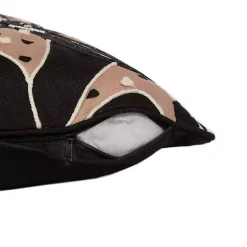 Best Natural & Black Embroidered Floral Throw Pillow Pillows