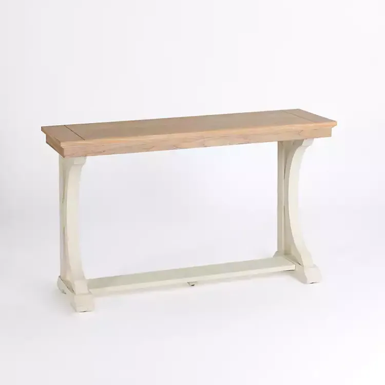 Kirklands Home Console Tables|Natural & Cream Wood Bristol Console Table Tan