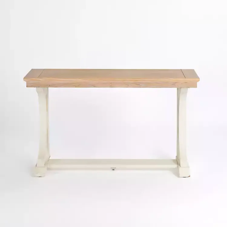 Kirklands Home Console Tables|Natural & Cream Wood Bristol Console Table Tan