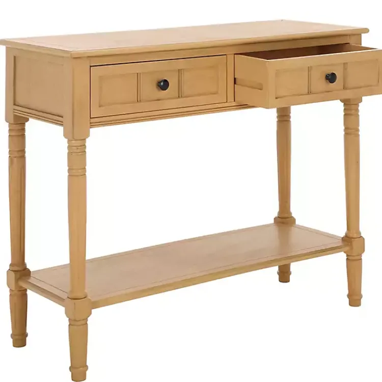 Kirklands Home Console Tables|Natural 2- Drawer Samantha Console Table Tan
