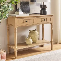 Kirklands Home Console Tables|Natural 2- Drawer Samantha Console Table Tan