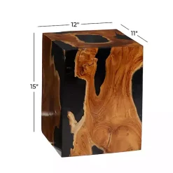 Kirklands Home Accent & End Tables|Natural Abstract Teak Wood Grain Accent Table Brown