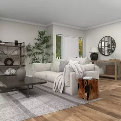 Kirklands Home Accent & End Tables|Natural Abstract Teak Wood Grain Accent Table Brown