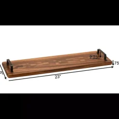 Kirklands Home Serving & Entertaining|Natural Acacia Long Tray with Handles Brown