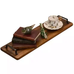 Kirklands Home Serving & Entertaining|Natural Acacia Long Tray with Handles Brown