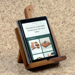 Kirklands Home Kitchen Storage|Natural Acacia Wood Cookbook Holder Brown