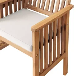 Kirklands Home Outdoor Sets|Natural Acacia Wood Ivory Cushion 3-pc. Patio Set