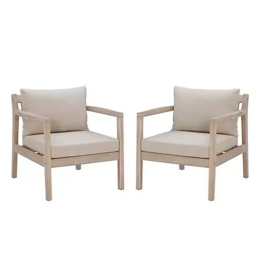 Kirklands Home Outdoor Seating|Natural Acacia Wood 2-pc. Outdoor Accent Chair Set Tan