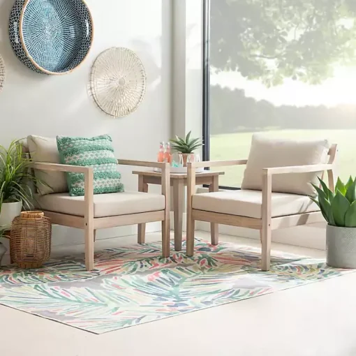 Kirklands Home Outdoor Seating|Natural Acacia Wood 2-pc. Outdoor Accent Chair Set Tan