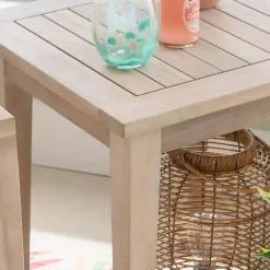 Kirklands Home Outdoor Tables|Natural Acacia Wood Slatted Outdoor Side Table Tan