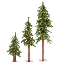 Outlet Natural Alpine Christmas Trees, Set of 3 Christmas Trees