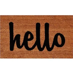 Kirklands Home Doormats|Natural and Black Coir Hello Doormat, 29x17 in.