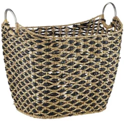 New Natural and Black Seagrass Diamond Weave Basket Baskets & Boxes