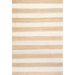 Kirklands Home Area Rugs|Natural and White Striped Felix Area Rug, 7x9
