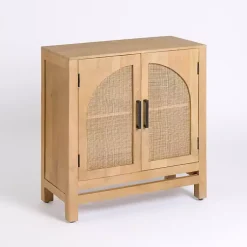 Kirklands Home Cabinets & Sideboards|Natural Arch Cane and Wood Cabinet Tan