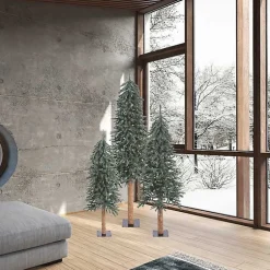 Sale Natural Bark Alpine Christmas Trees, Set of 3 Christmas Trees