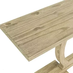 Kirklands Home Console Tables|Natural Barnwood Circular Pedestal Console Table Tan