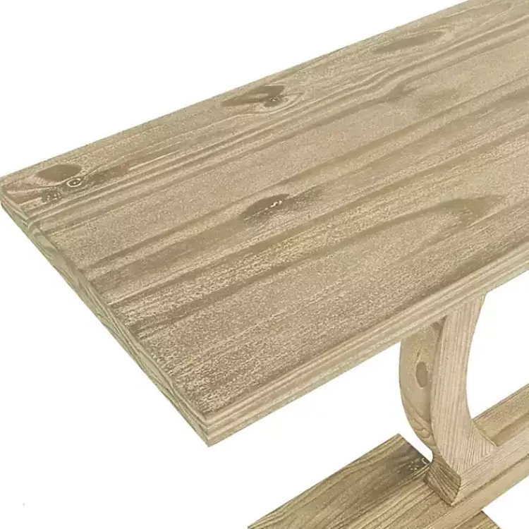 Kirklands Home Console Tables|Natural Barnwood Circular Pedestal Console Table Tan