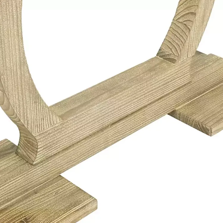 Kirklands Home Console Tables|Natural Barnwood Circular Pedestal Console Table Tan