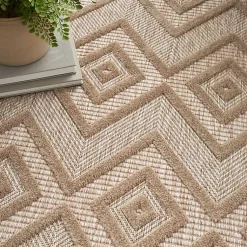 Kirklands Home Outdoor Rugs|Natural Beige Diamond Indoor/Outdoor Area Rug, 4x6 Tan