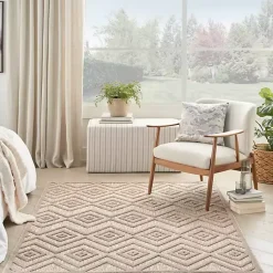 Kirklands Home Outdoor Rugs|Natural Beige Diamond Indoor/Outdoor Area Rug, 5x7 Tan