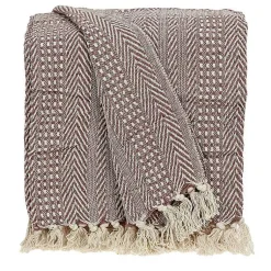 Online Natural Striped Woven Tassel Throw Blankets & Throws