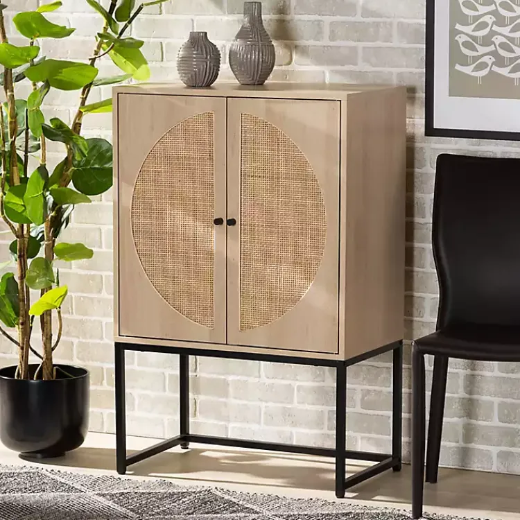 Kirklands Home Cabinets & Sideboards|Natural Cane and Wood 2-Door Cabinet