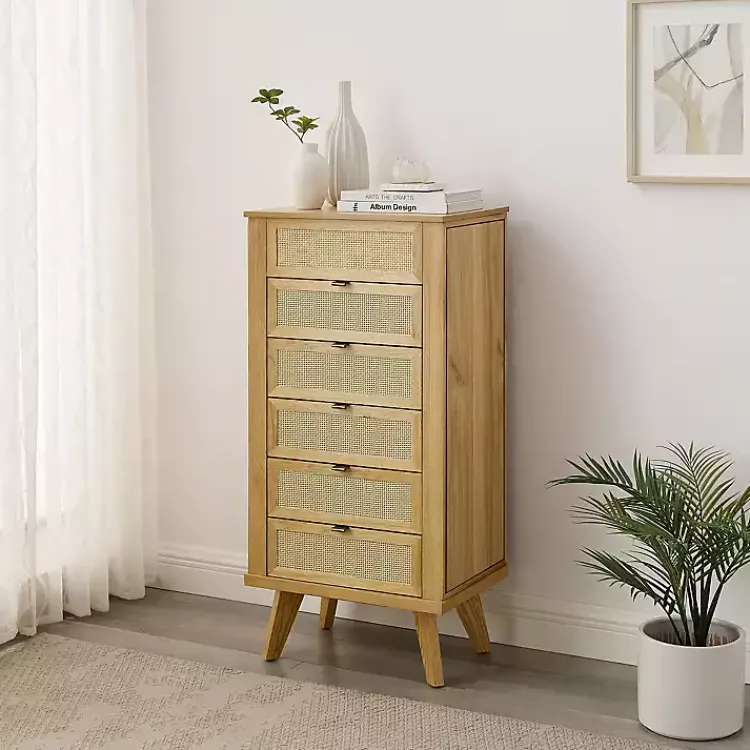 Kirklands Home Dressers & Chests|Natural Cane Jewelry Armoire Tan