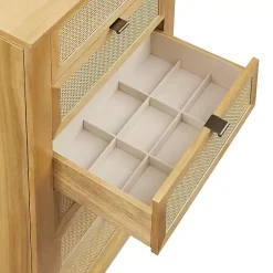 Kirklands Home Dressers & Chests|Natural Cane Jewelry Armoire Tan