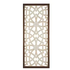 Kirklands Home Wall Plaques|Natural Carved Damask Wooden Wall Plaque Tan