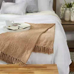 Hot Natural Chenille Fringe Throw Blankets & Throws