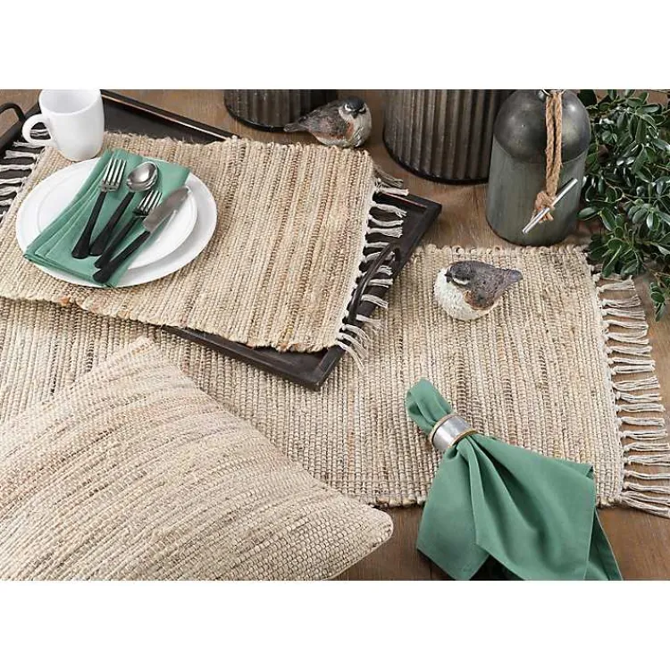 Kirklands Home Table Linens|Natural Chindi Tasseled Jute Placemats, Set of 4 Ivory