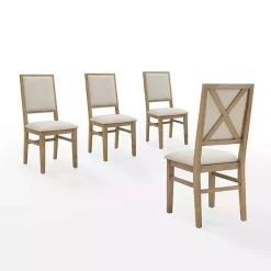 Kirklands Home Dining Chairs|Natural Cream Upholstered Dining Chairs, Set of 4 Ivory