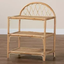 Kirklands Home Bookshelves|Natural Curled Rattan 3-Tiered Bookcase