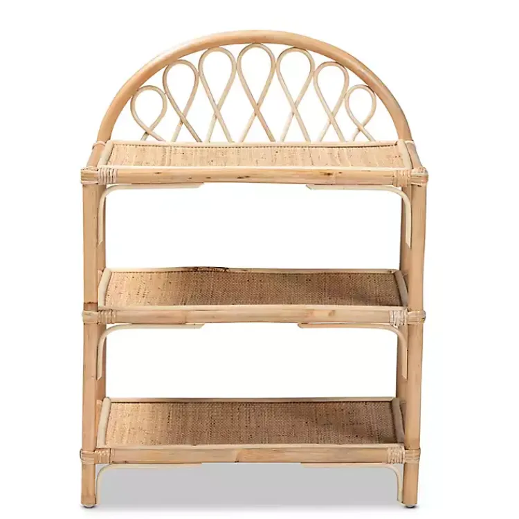 Kirklands Home Bookshelves|Natural Curled Rattan 3-Tiered Bookcase
