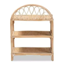 Kirklands Home Bookshelves|Natural Curled Rattan 3-Tiered Bookcase