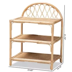 Kirklands Home Bookshelves|Natural Curled Rattan 3-Tiered Bookcase