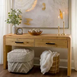 Kirklands Home Console Tables|Natural Curved Edge Console Table Tan