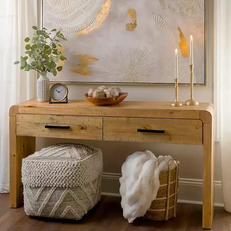 Kirklands Home Console Tables|Natural Curved Edge Console Table Tan